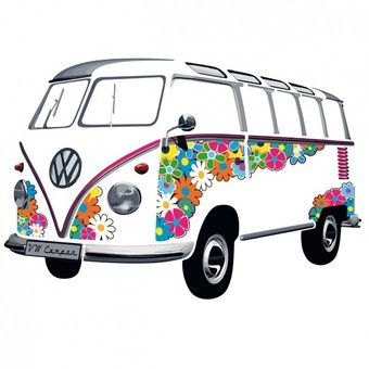 VW Bulli Wandtattoo Flower Power