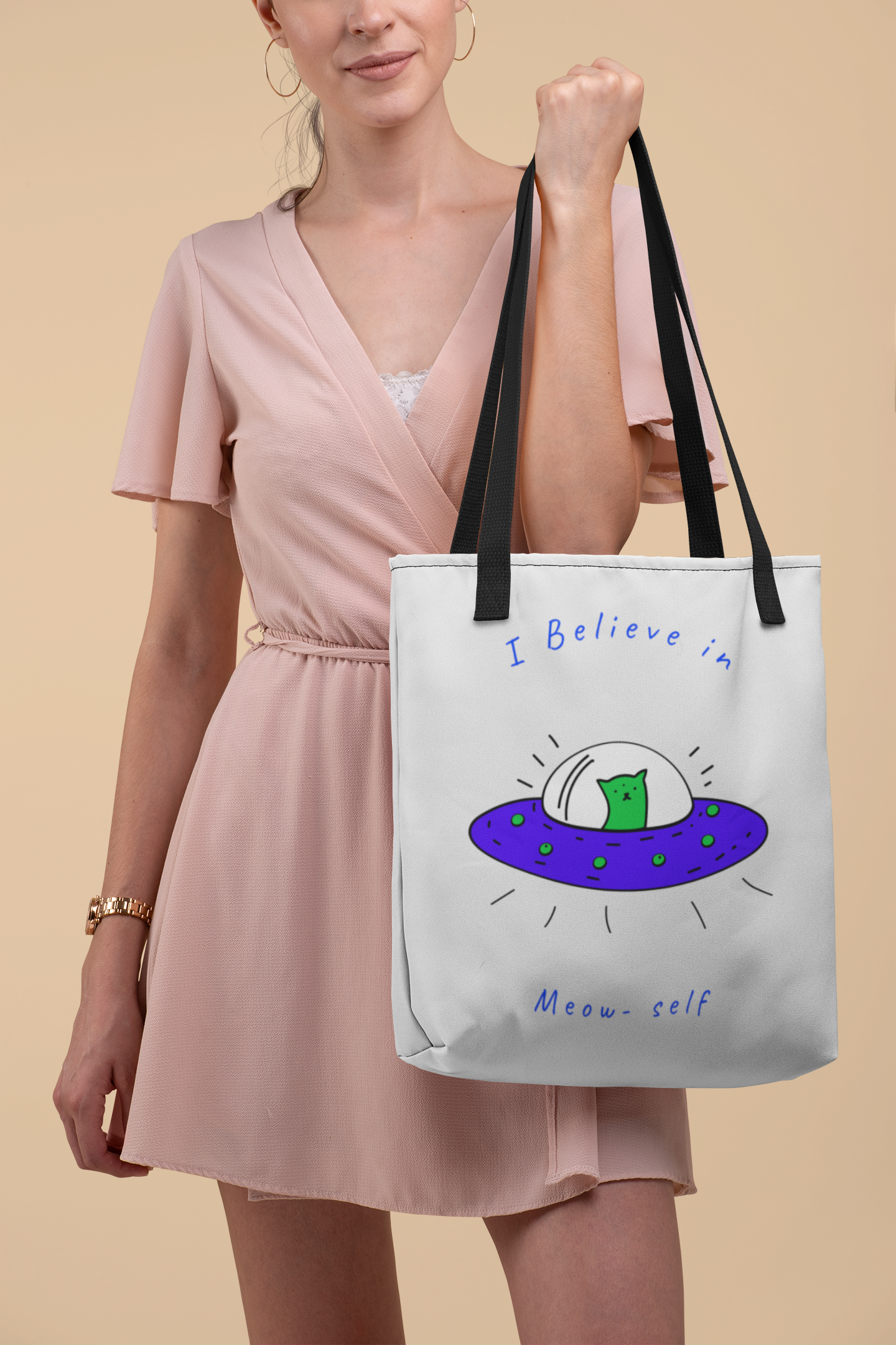 LARGE-Believe in Meow-self Tote Bag
