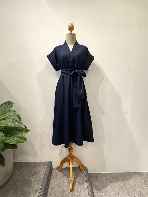◆MICHAA Vネック ベルテッド フレア ワンピース 即納 Vネックフレアワンピ | MAYURA online store