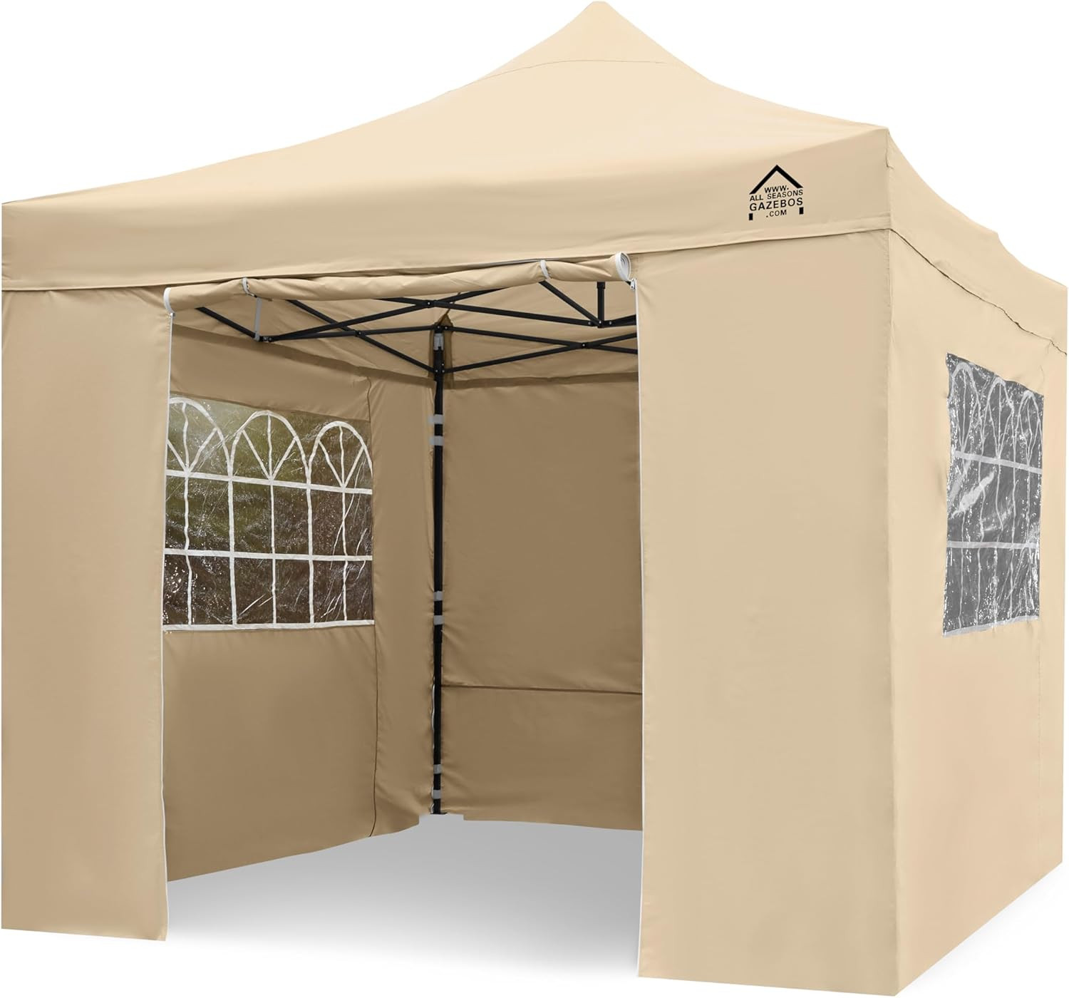 a beige pop up gazebo