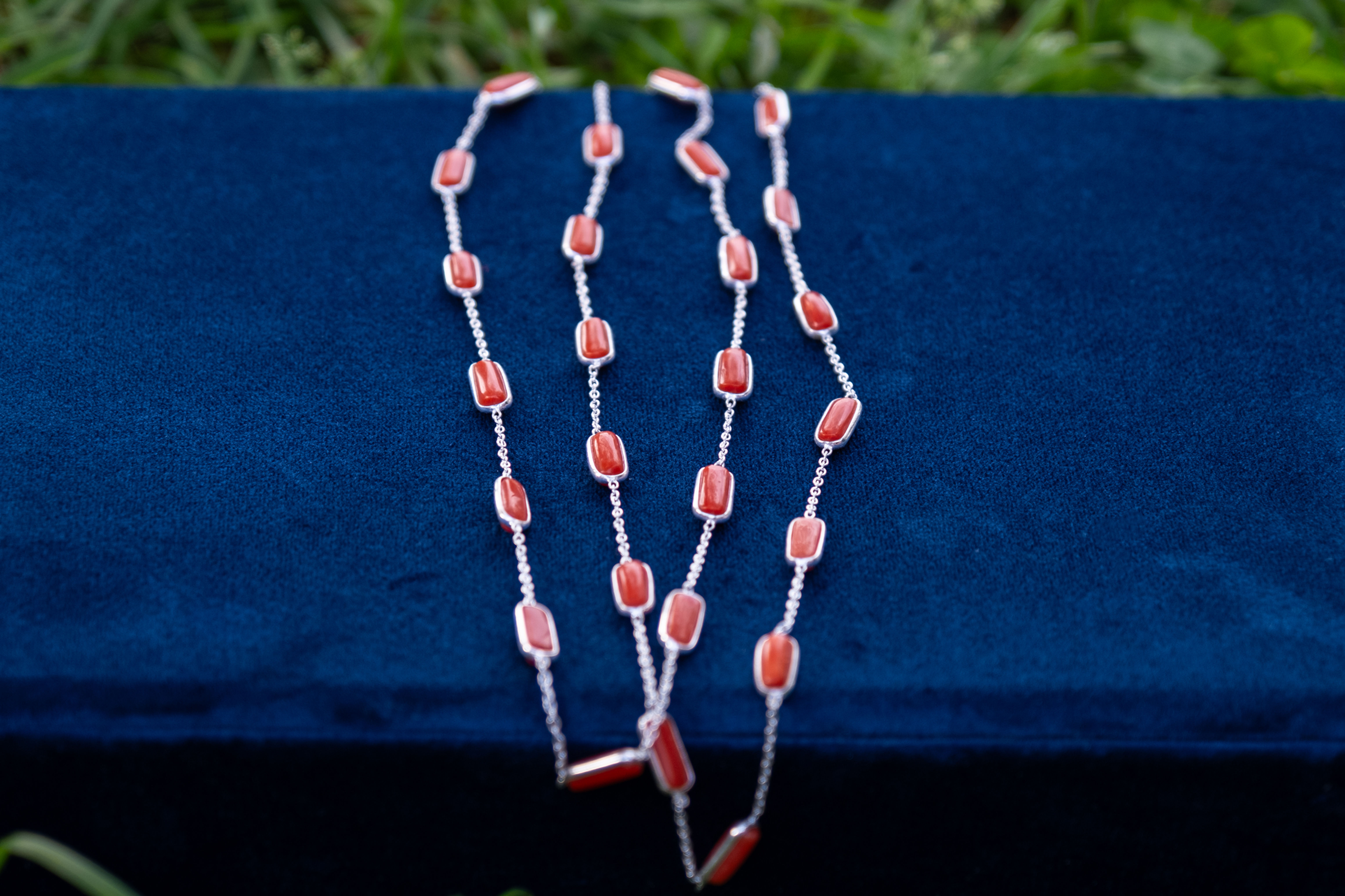 Mercan Doğaltaş Gümüş Kolye