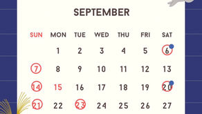 9月の営業のお知らせ