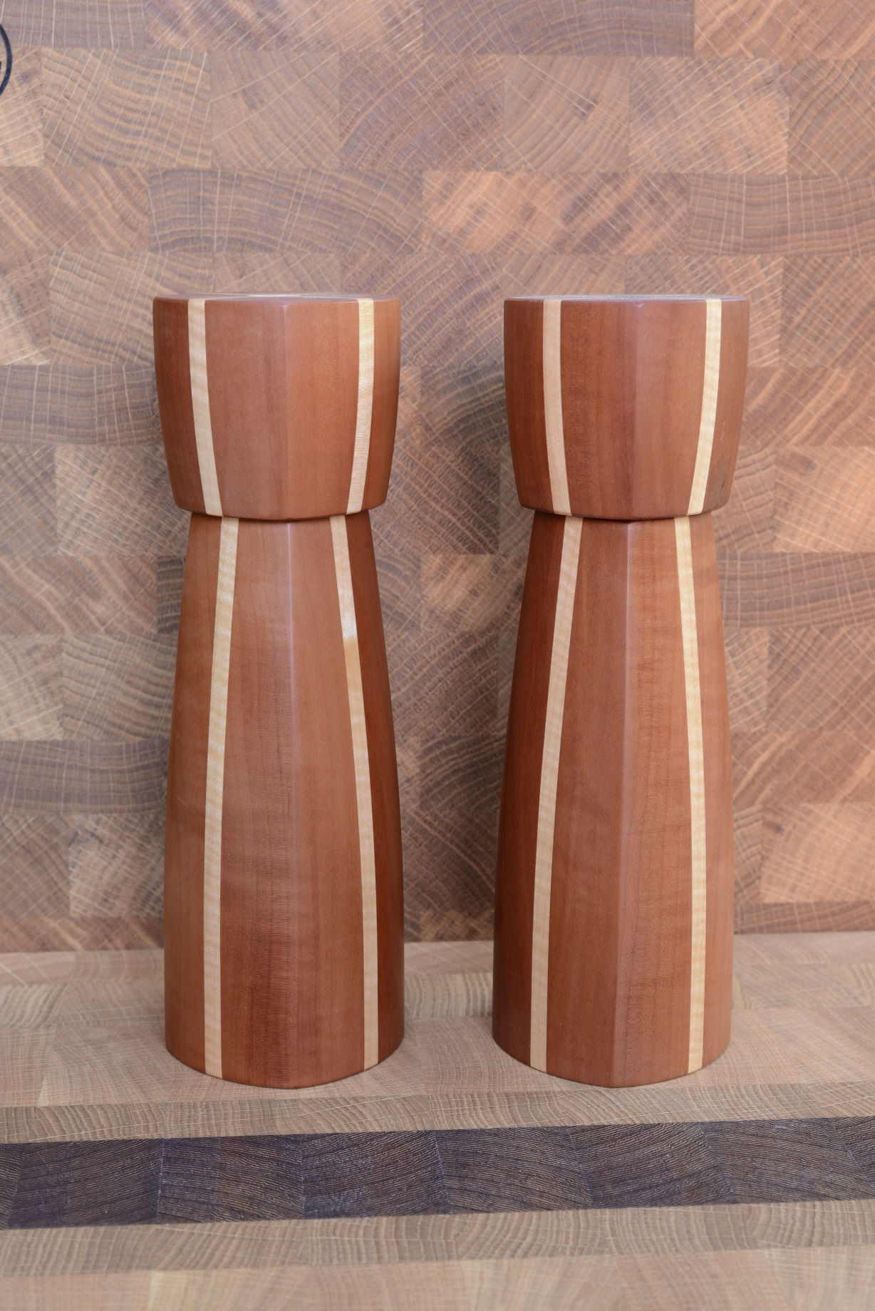 Pair of Salt and Pepper Mill, Swiss Pearwood & Sycamore