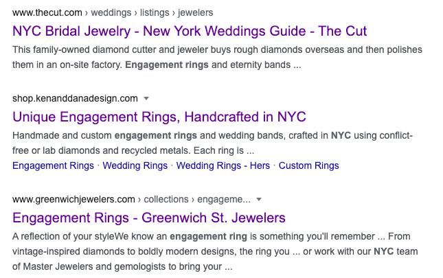 Engagement Rings SEO