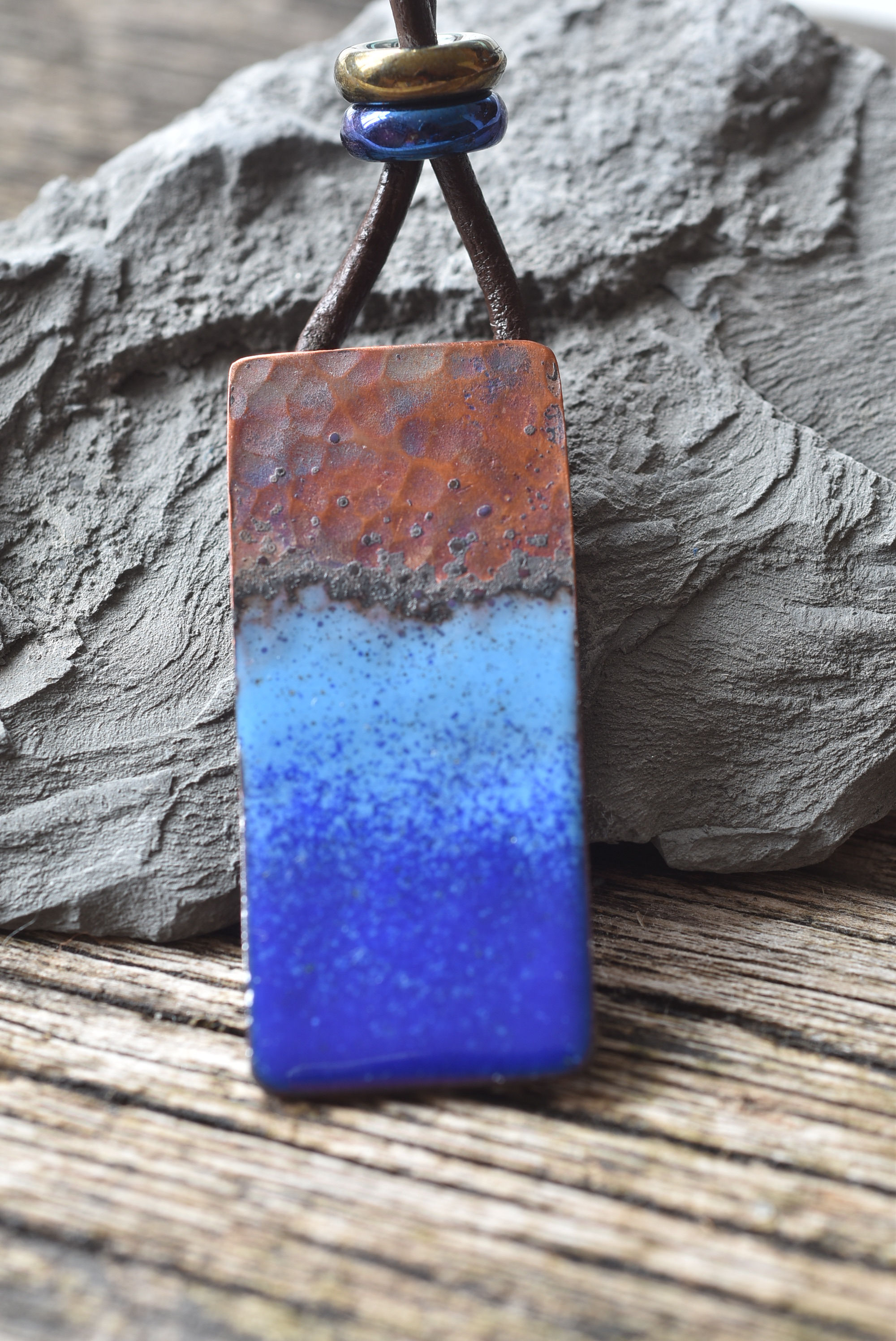 Boho beach enamel pendant