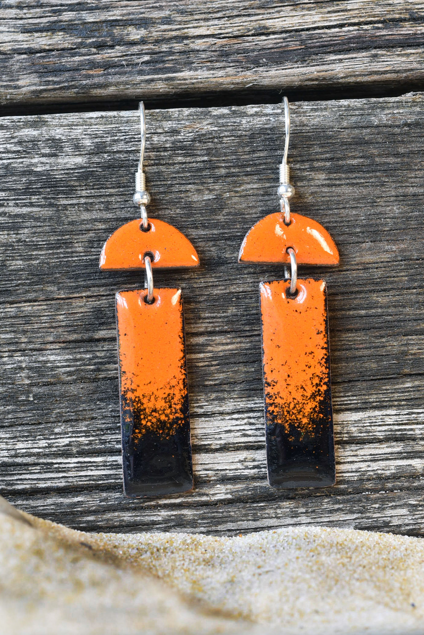 Orange and black Deco earrings