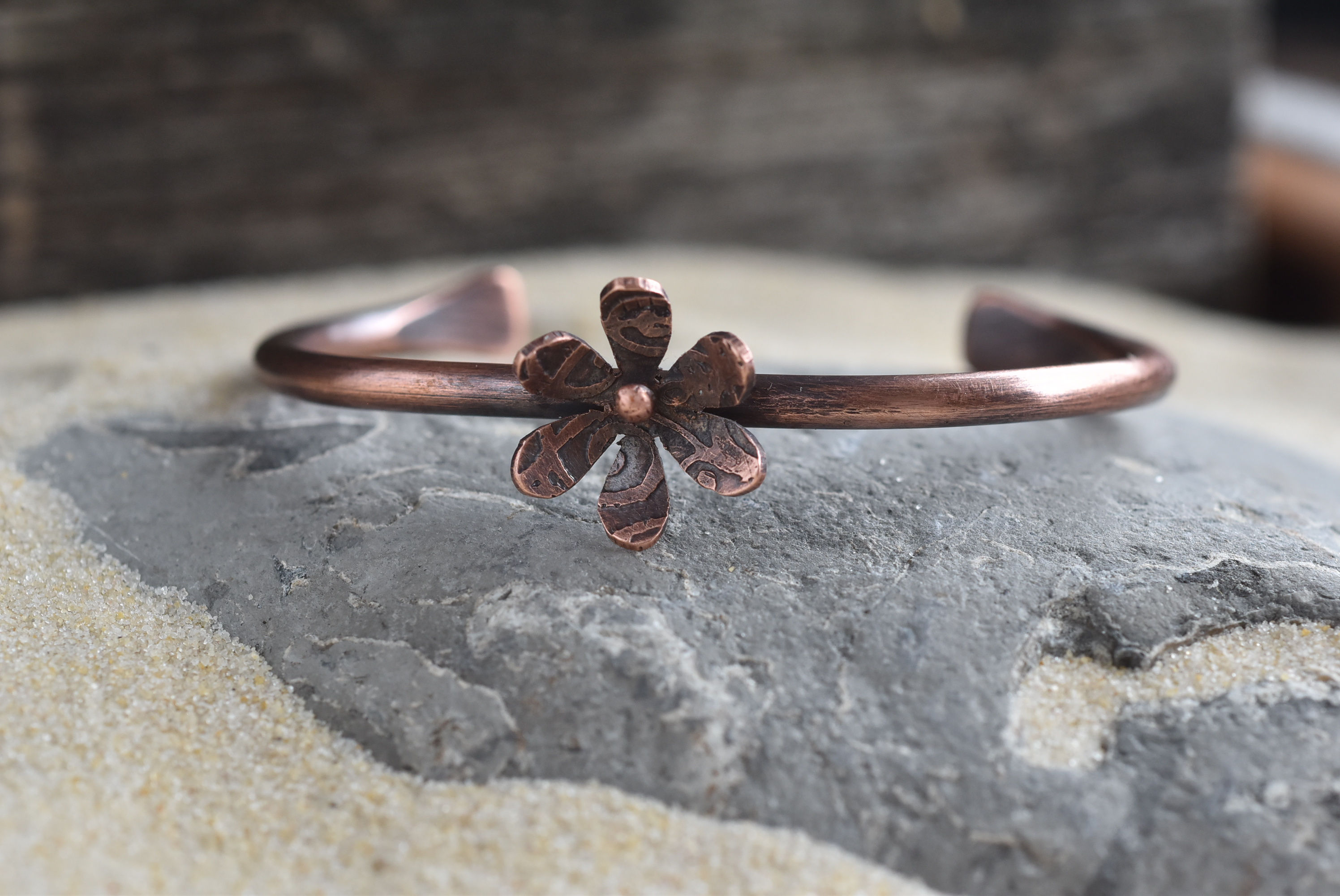 Copper flower bangle