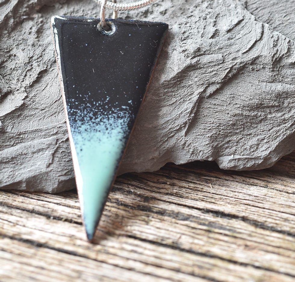 Thumbnail: Black and mint green triangle pendant