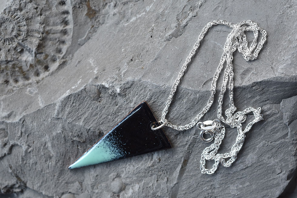 Thumbnail: Black and mint green triangle pendant
