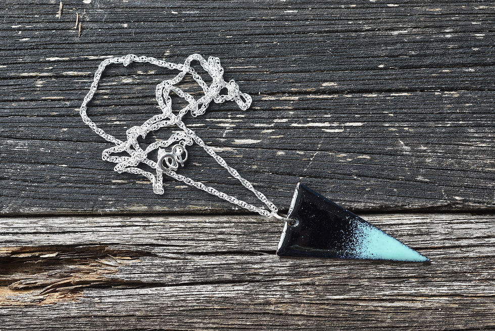 Thumbnail: Black and mint green triangle pendant