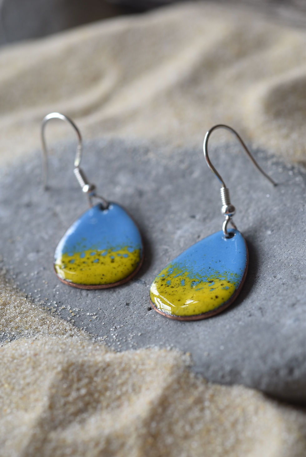 Thumbnail: Blue and yellow egg earrings