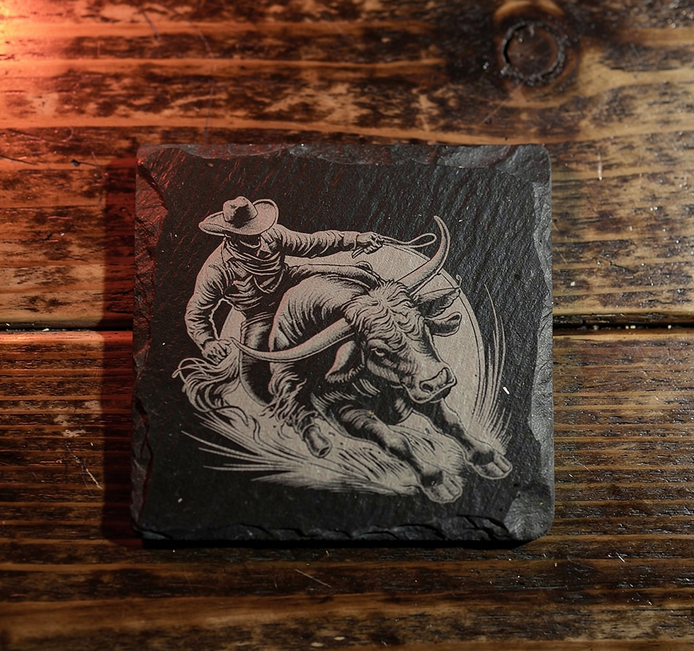 Thumbnail: Cowboy Bull Rider Version 2 Slate Coaster