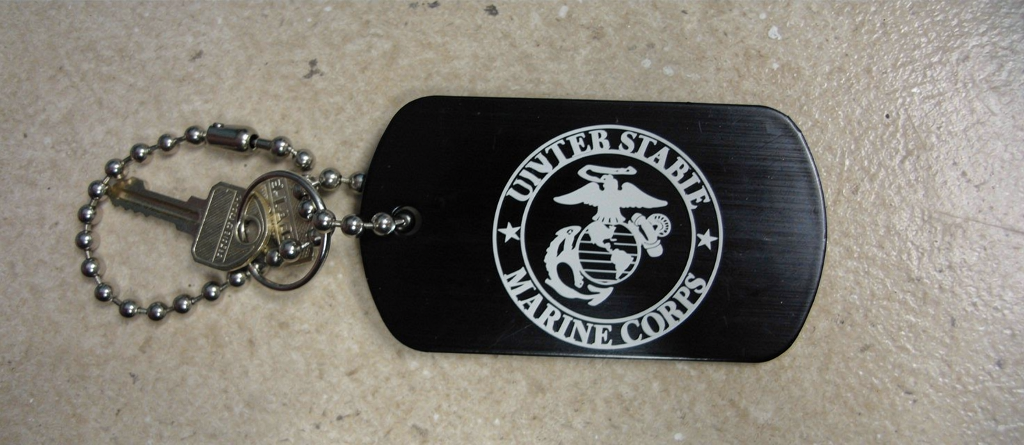 Black Metal Dog Tag Key Chain US Marine Corps