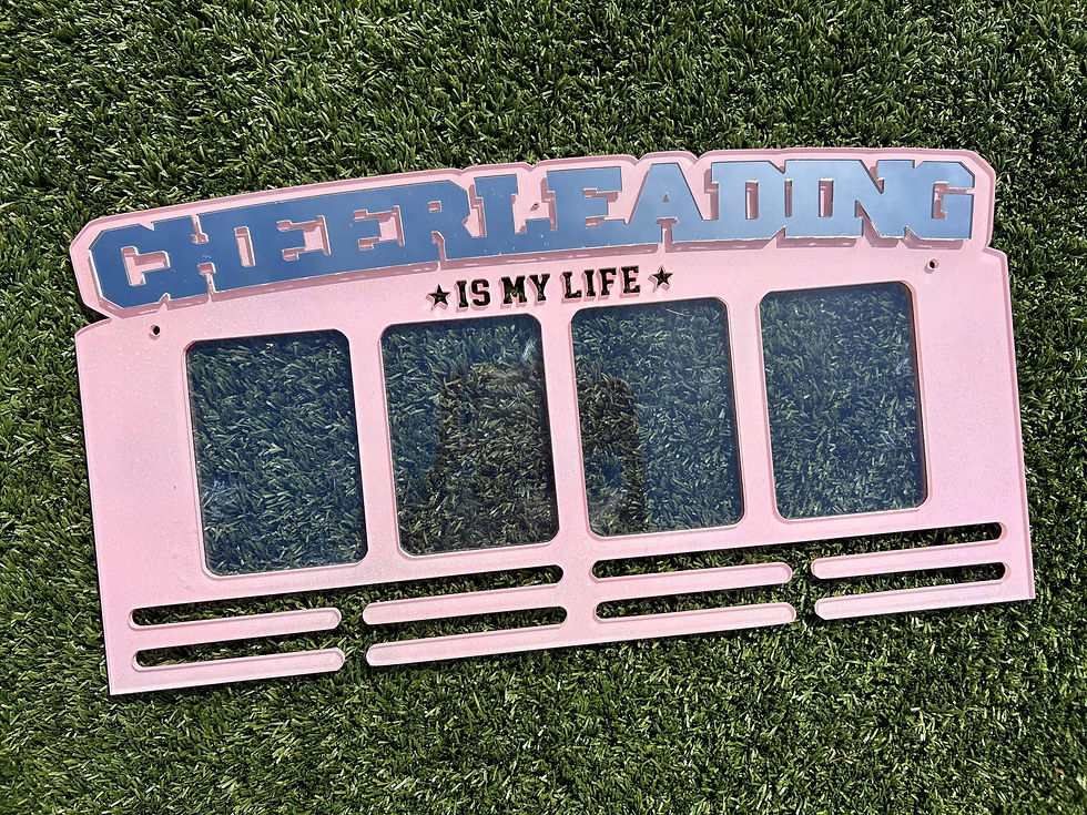 Thumbnail: Two Tone Large Cheerleading medal holder sign
