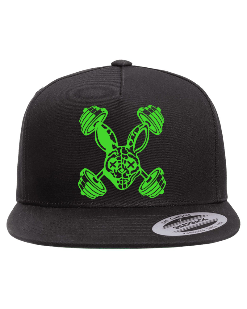 7 - RABBIT Snapback - Single Neon Green on Black