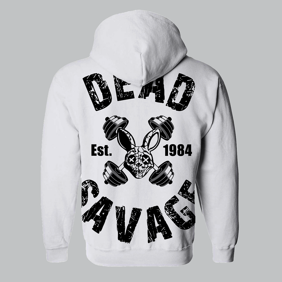 Thumbnail: 9 - RABBIT Zip-up Hoodie - Black on White