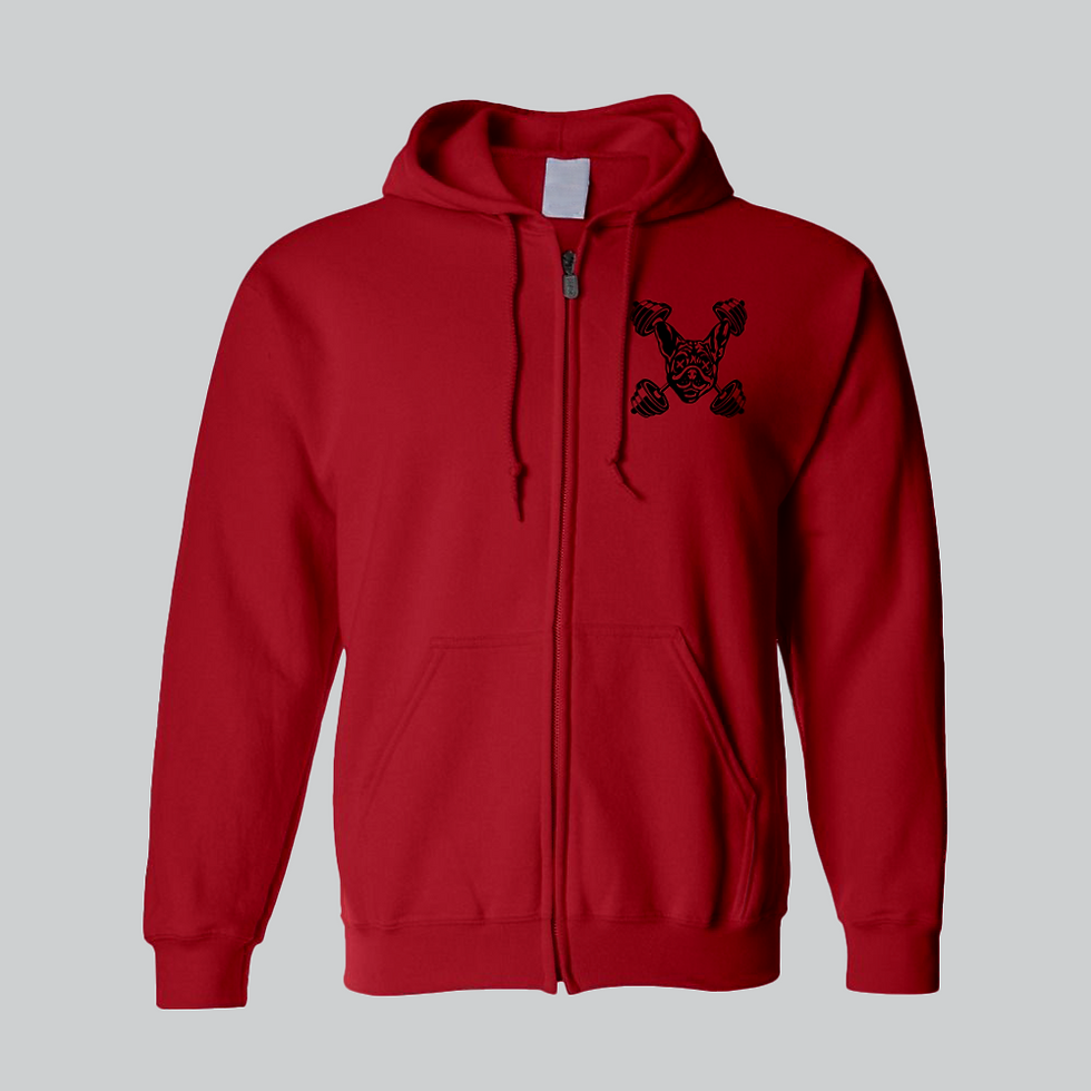 Thumbnail: 25 - BULLY Zip-up Hoodie - Black on Red