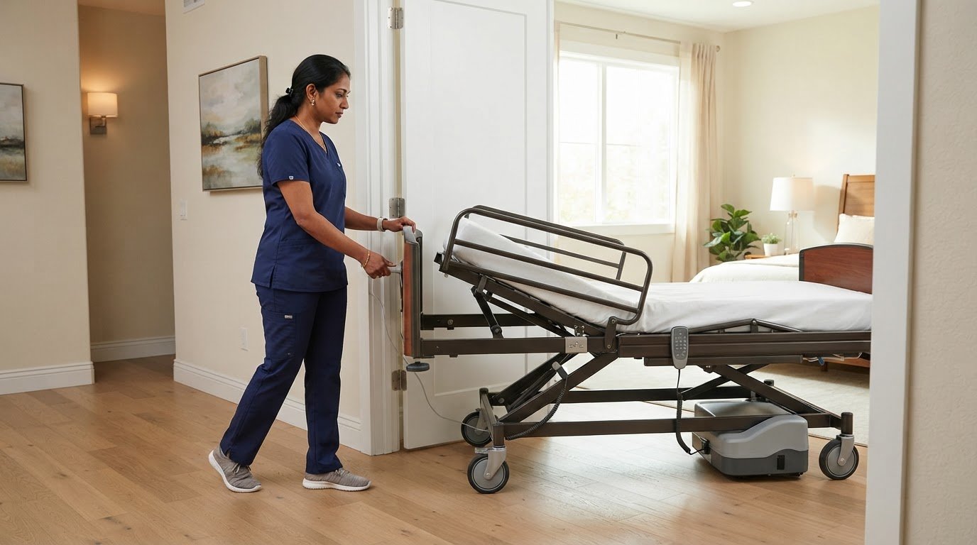 Manoeuvring Hospital Beds in Tight Spaces at Home