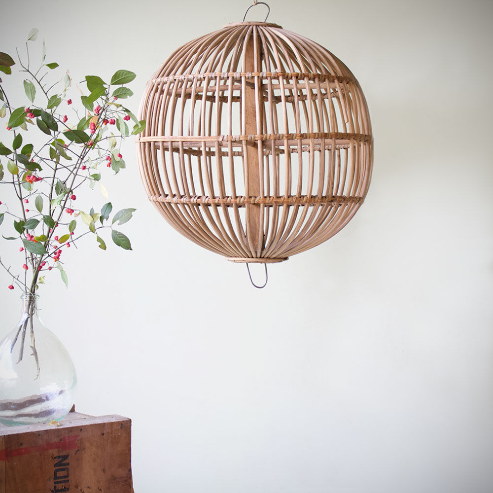 Grande suspension/cage rotin vintage