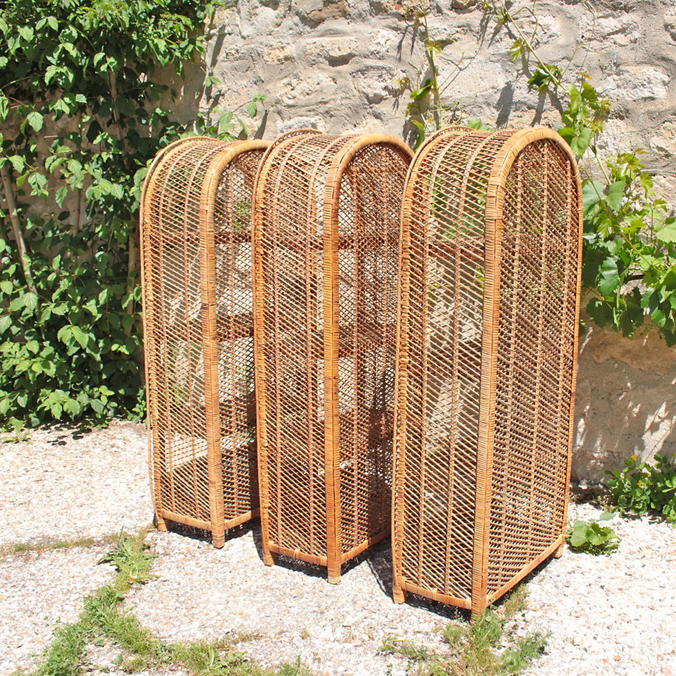 Miniature : Trio d'étagères en osier vintage