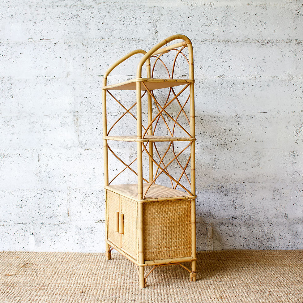 Miniature : Bibliothèque en rotin vintage