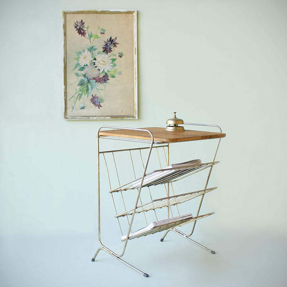 Porte revues/ desserte laiton et bois