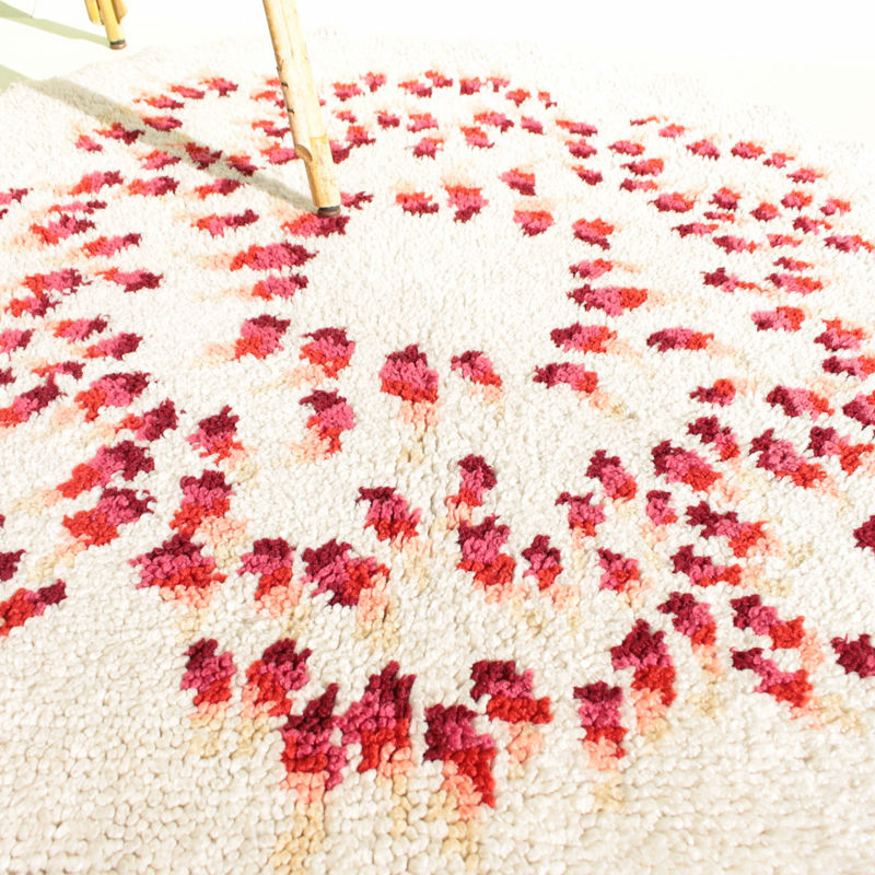 Miniature : Tapis rond en laine années 60 - vendu