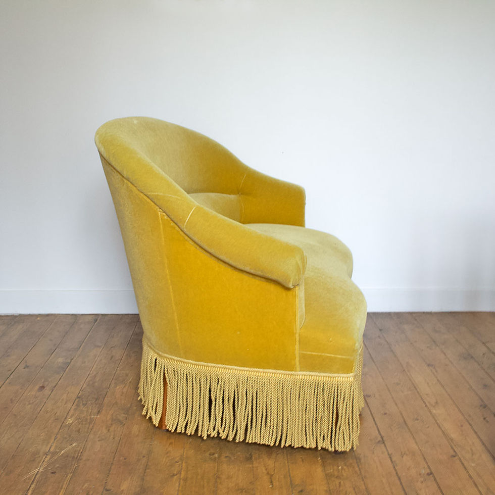 Miniature : Banquette crapaud velours moutarde