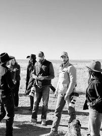 Film crew on set during Boot Barn Westward campaign filming in Marfa Texas