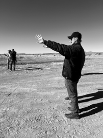 Film crew on set during Boot Barn Westward campaign filming in Marfa Texas