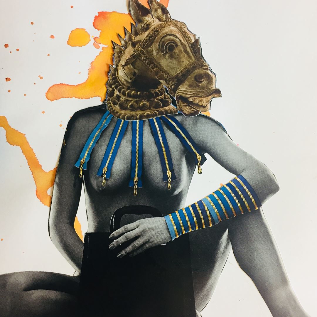 Collage Art - Mujer y Caballo