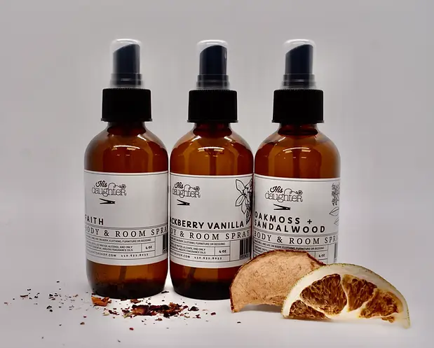 His Daughter natural skin care bottles of products.webp