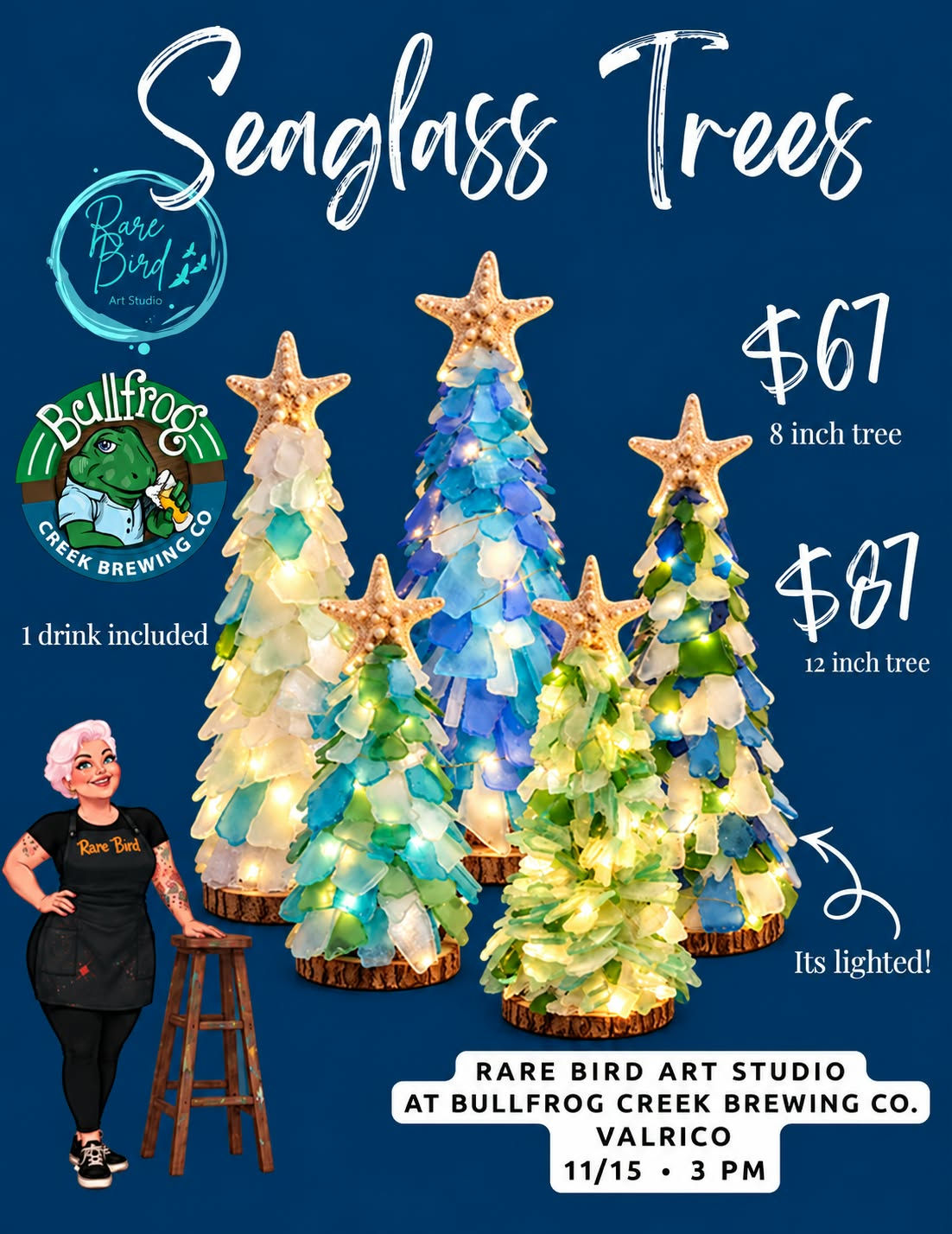 11/15 - SEA GLASS TREES AT BULLFROG CREEK BREWING CO