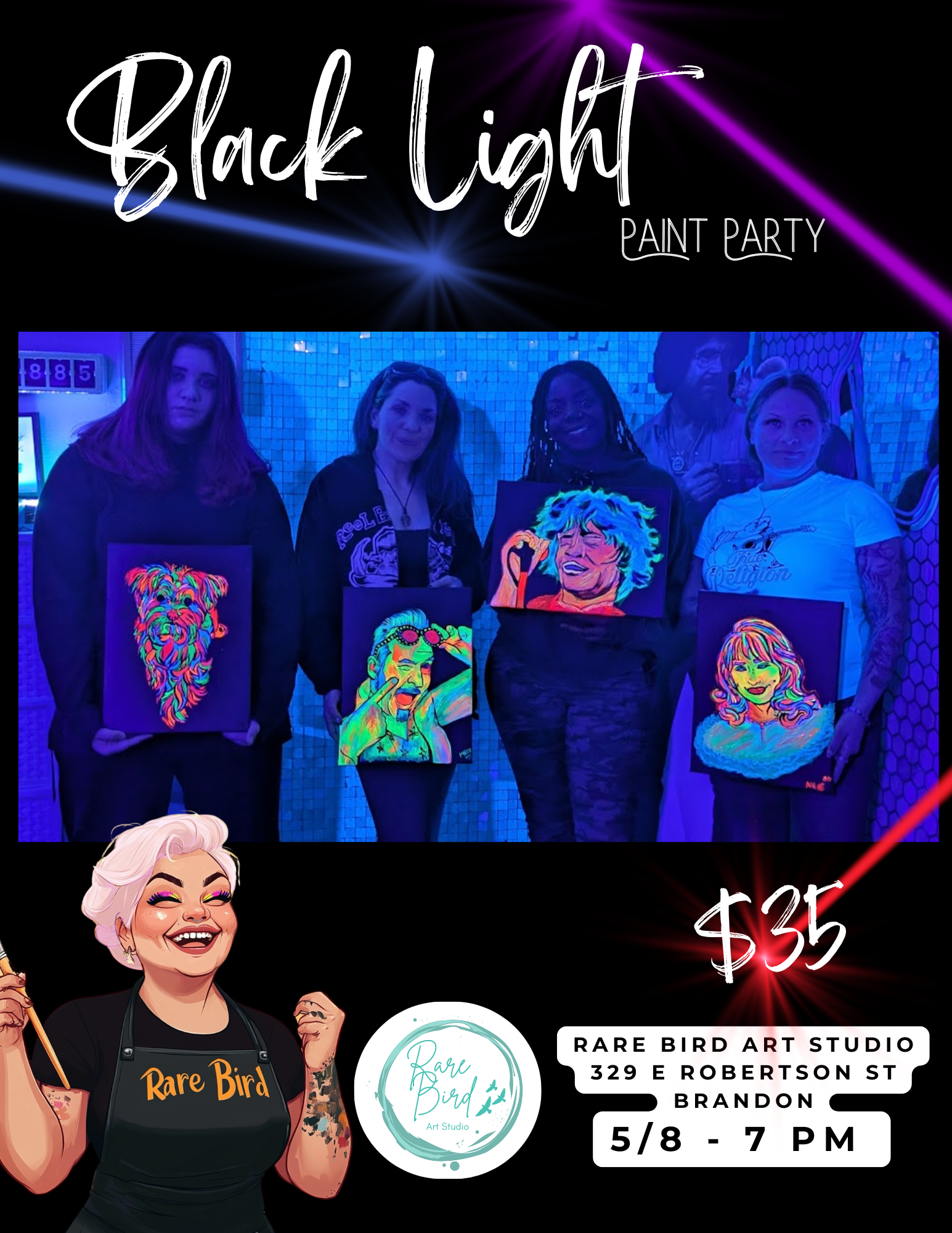 5/8 - Black Light paint party
