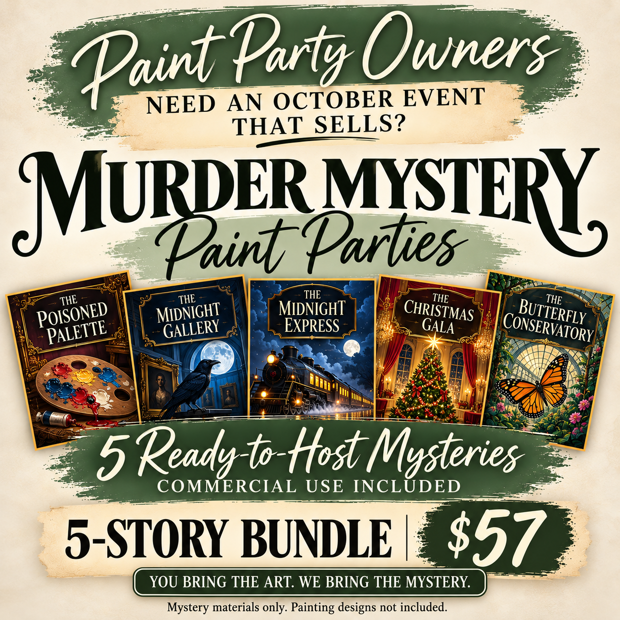 Murder & Masterpieces: Ready-to-Go Mystery Paint Party Packets