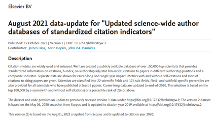 Top 2% most influential scientists - October 2021