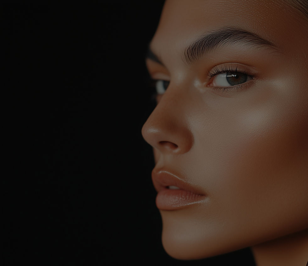 Woman with makeup brush