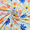 Thumbnail: 3m for £9 White/Blue Checker Retro Flowers Spun Polyester Elastane (WH357)