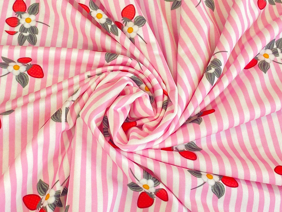 Thumbnail: EXCLUSIVE Pink Stripe Strawberry Blossom - Polyester Lycra 
