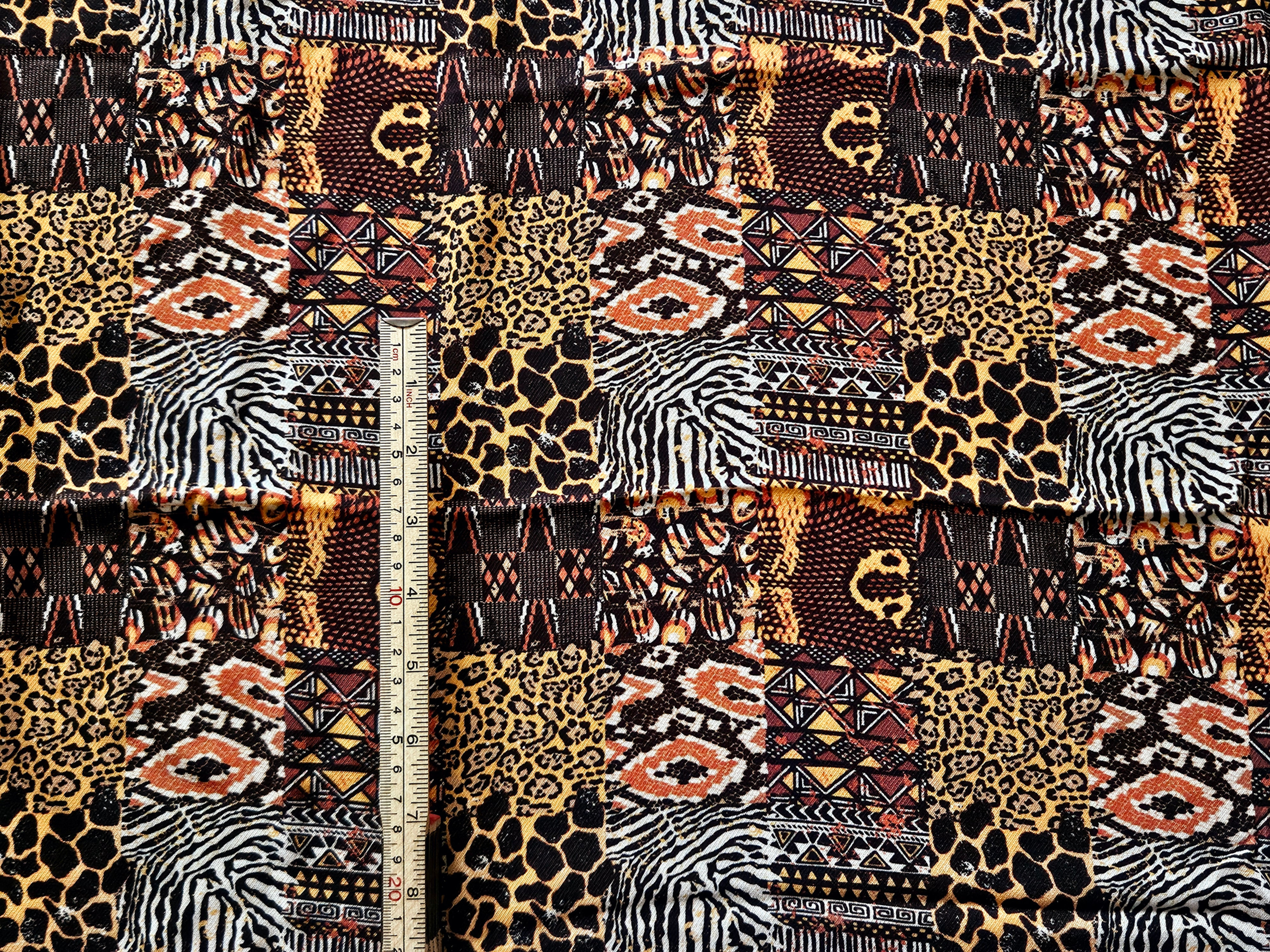3m for £10 Animal Print Patchwork Linen Look Woven Polyester (BH02)