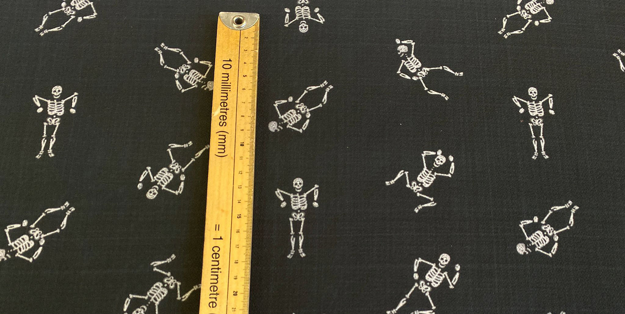 EXCLUSIVE Skeletons on Linen Effect Print - Bubble Crepe