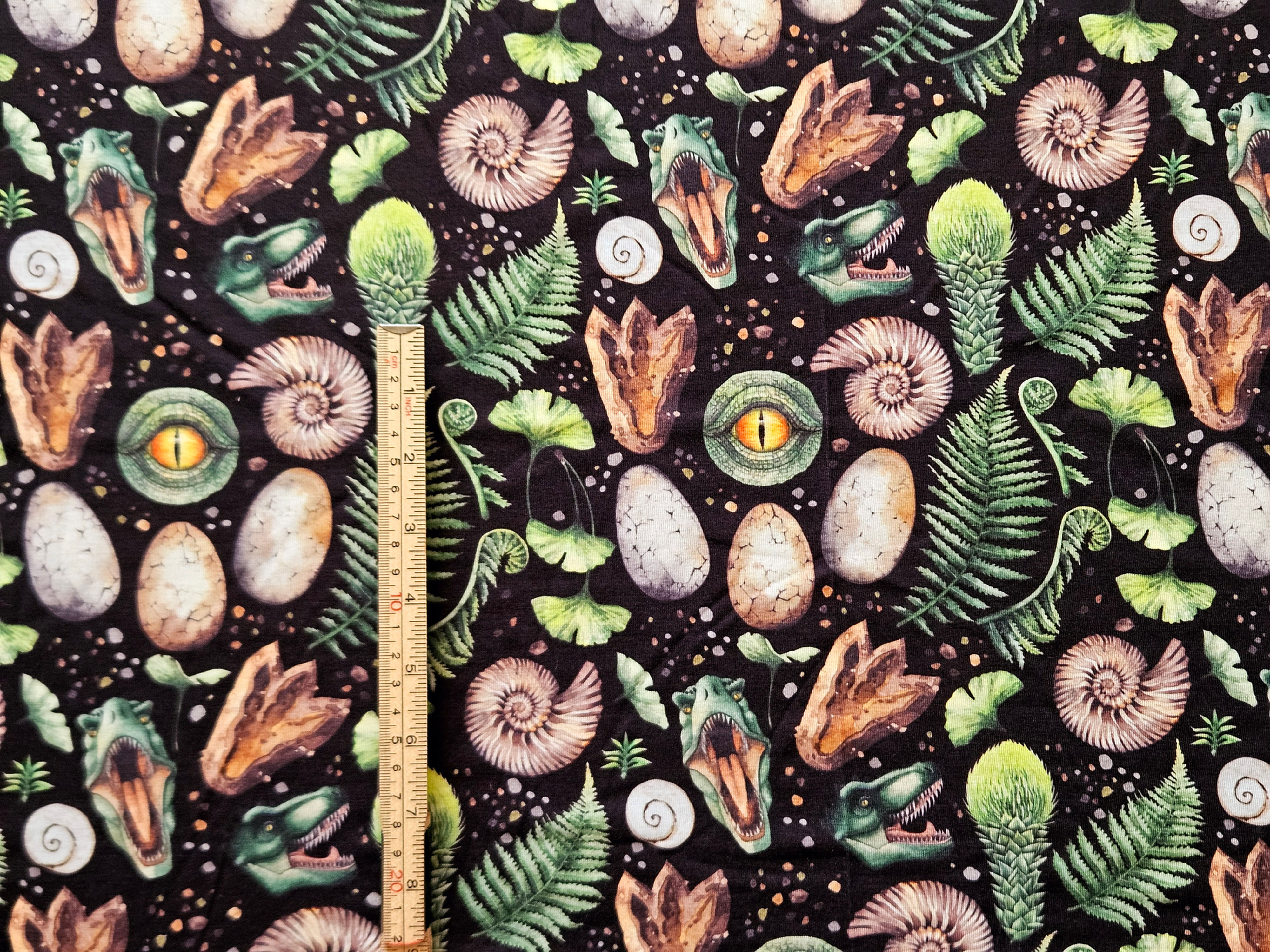 3m for £9 Watercolour Dinosaur Fossils - Spun Polyester Elastane (BH48)