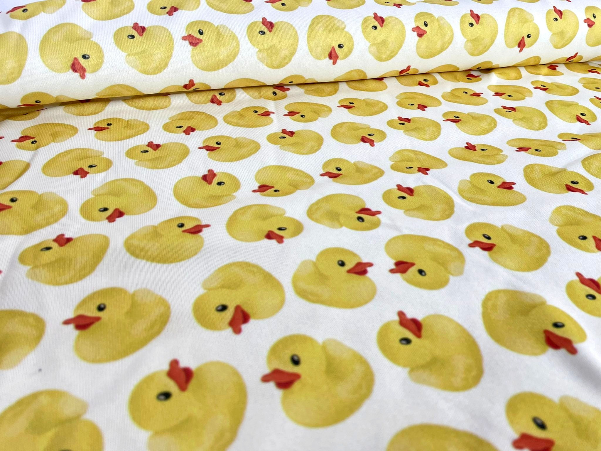 EXCLUSIVE Rubber Ducks (White) - Fleece Backed Jersey & Loopback Lycra