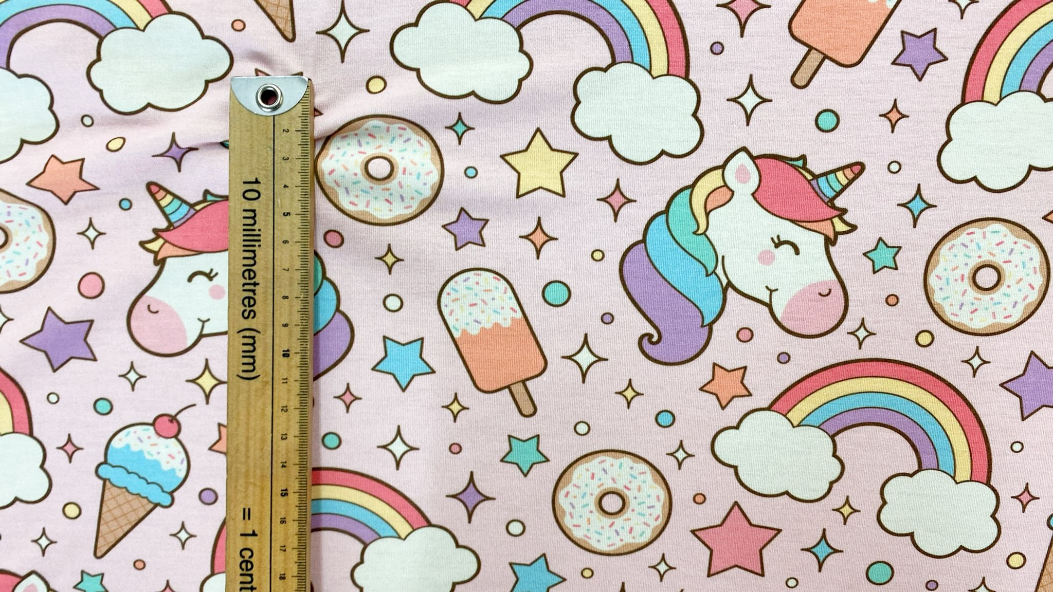 3m for £9 Ice Lolly/Donut/Rainbow/Unicorn Spun Polyester Elastane (WH182)