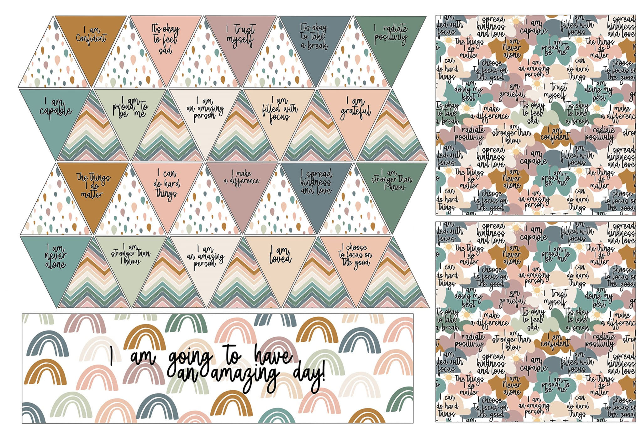 EXCLUSIVE Boho Positive Affirmation Bunting Decor Panel