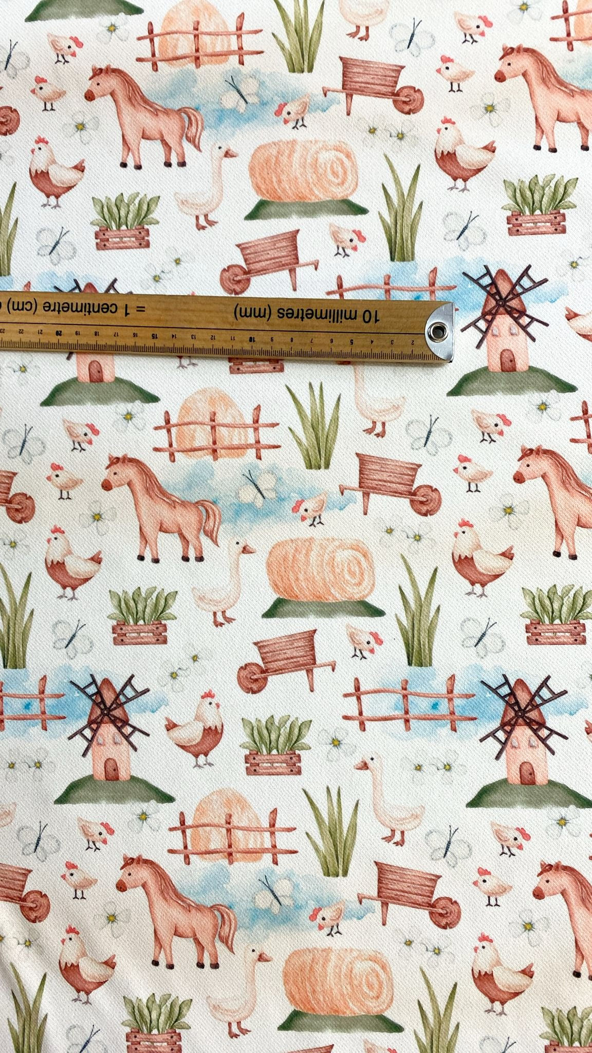 3m for £9 Watercolour Farmyard Scuba Twill (WH108)