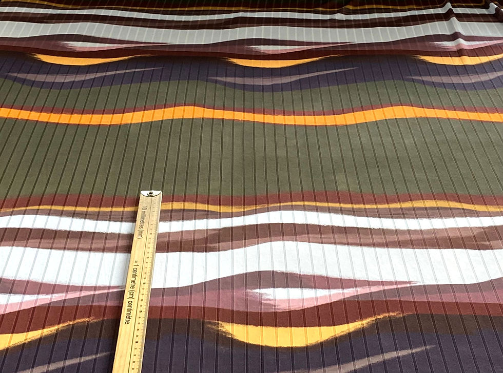 Thumbnail: 3m for £5 Khaki/Black/Orange Striped Polyester Wide Rib (WH890)