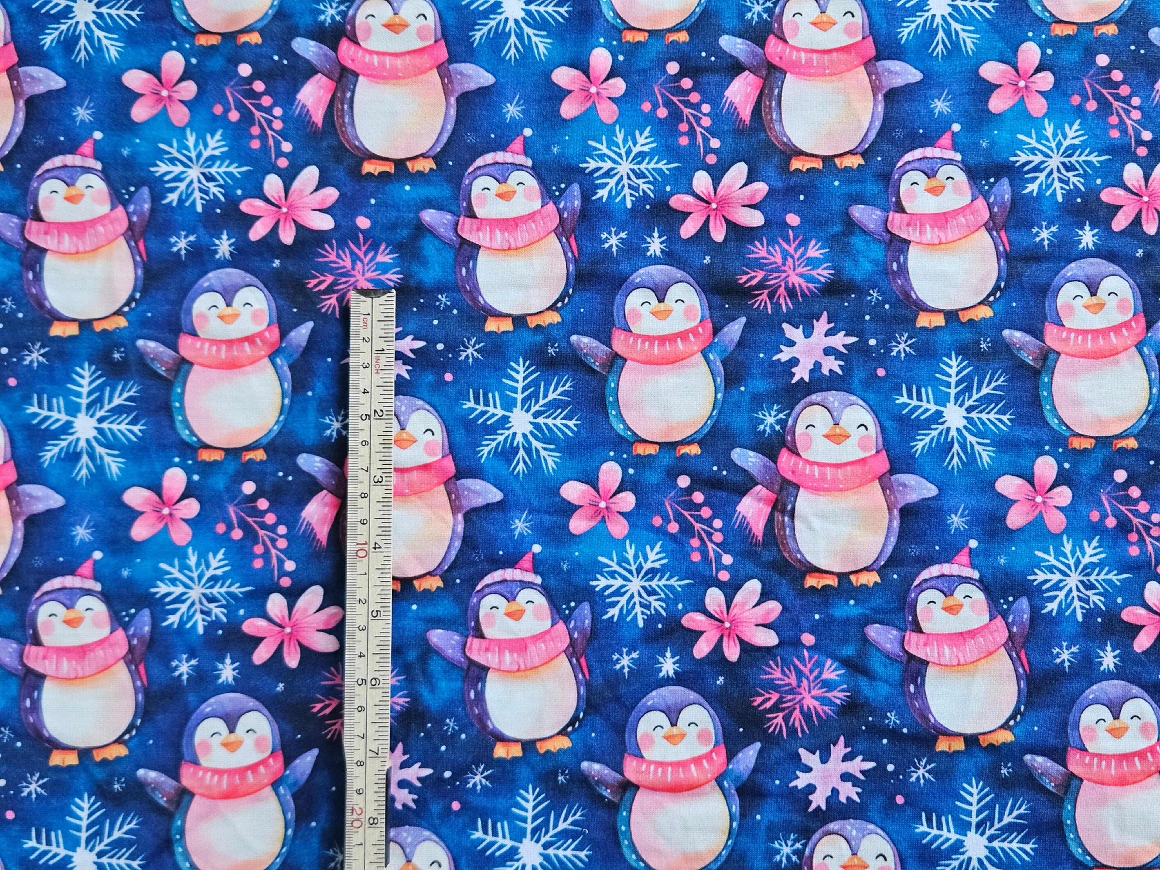 3m for £9 - Pretty Penguins Spun Polyester Elastane (WH1623)