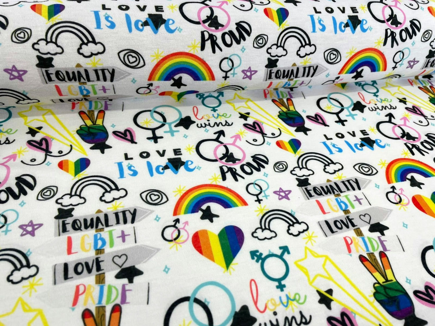 LGBTQ+ Peace White Colourway (Spun Polyester Elastane)