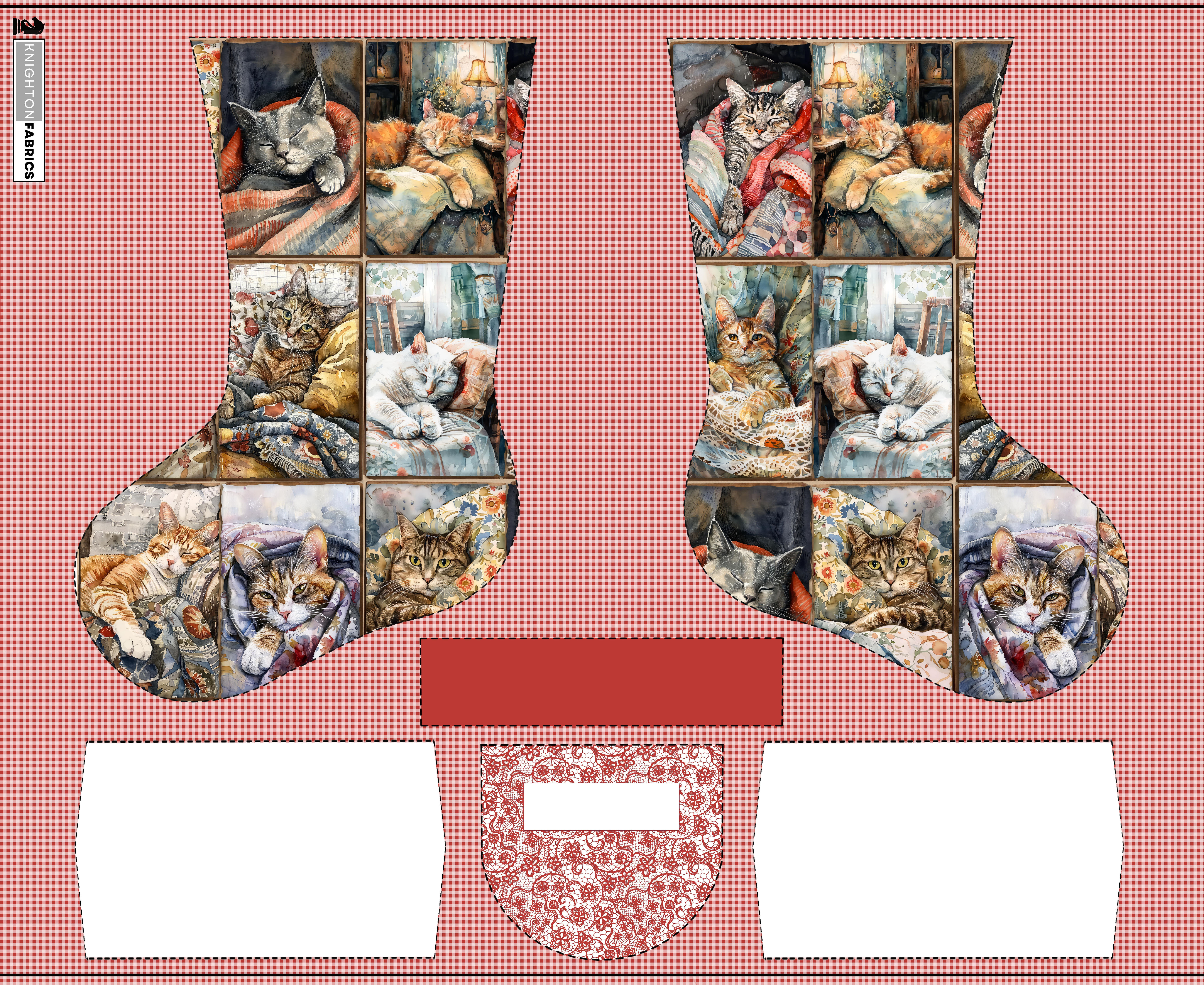 Sleepy Cats Extra Large Christmas Stocking Panel 